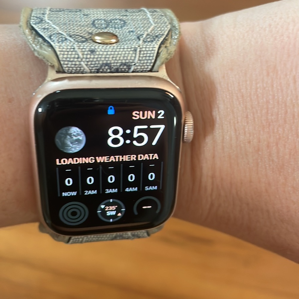Sparkl Gucci navy blue logo upcycled Apple Watch band